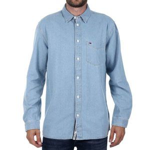 Tommy Hilfiger pánská světle modrá džínová košile Denim - L (405)